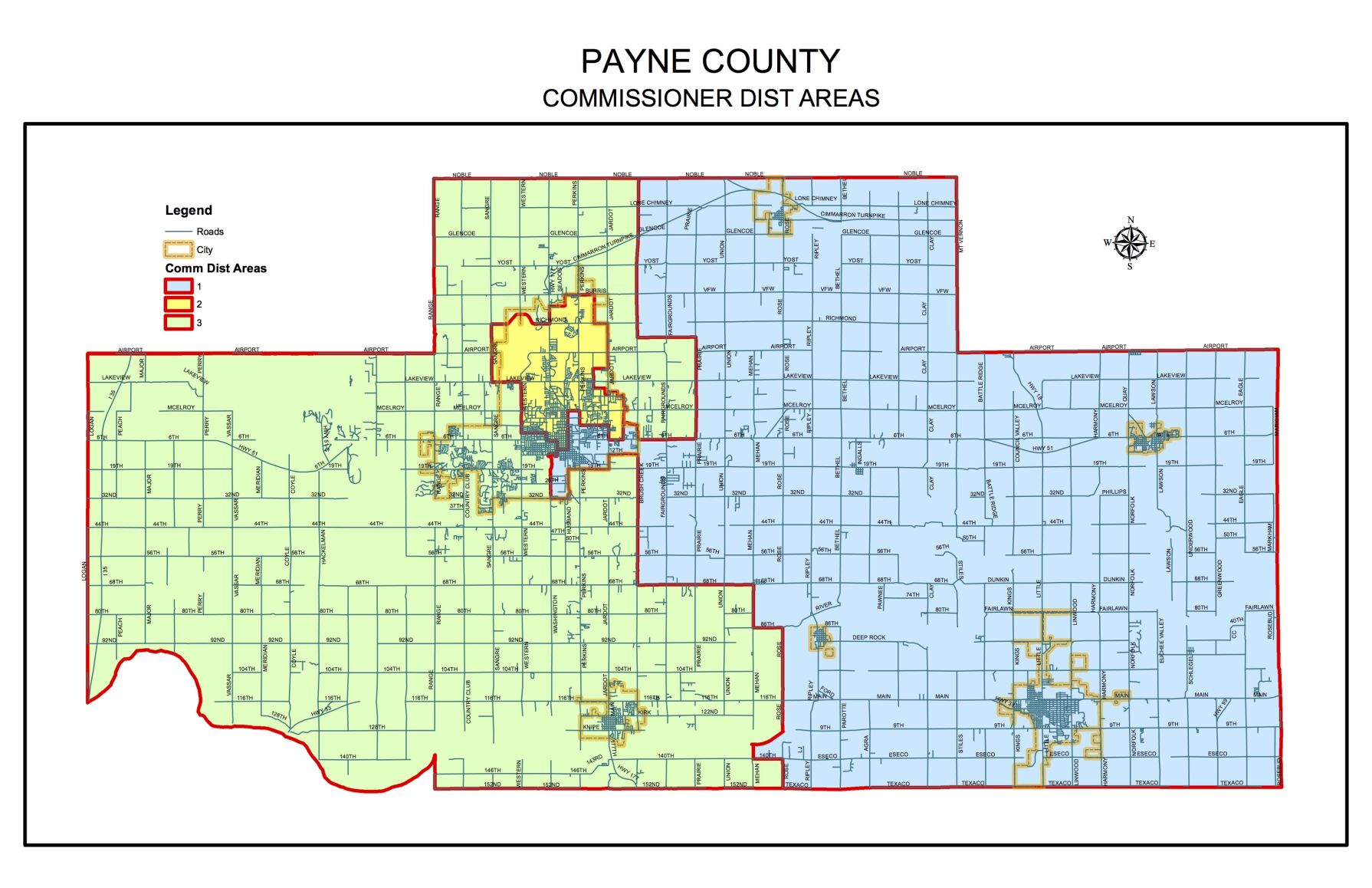 Old Payne County Commission District map - 2011